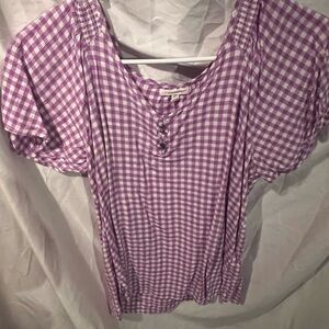 Maurices Lavender Checkered Blouse